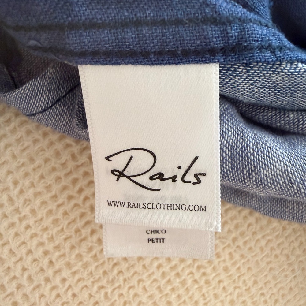 Rails Revolve Patchwork Two-Tone Blue Button-Down… - image 7